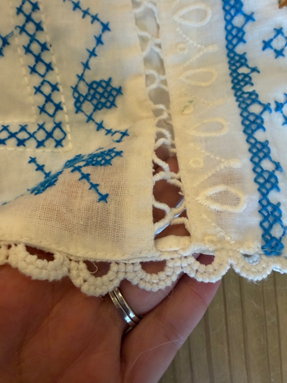 FARM Rio White Embroidered Mini Dress with Blue, Pink, Gold Accents - Picture 4 of 6